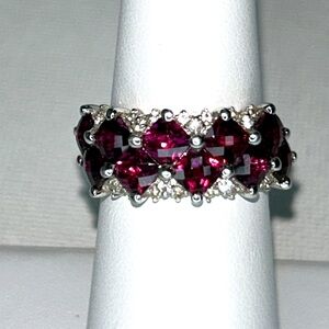 NWOT NYC11 Checkerboard Square Plum Rhodonite Garnet Gemstone Designer Ring Boho